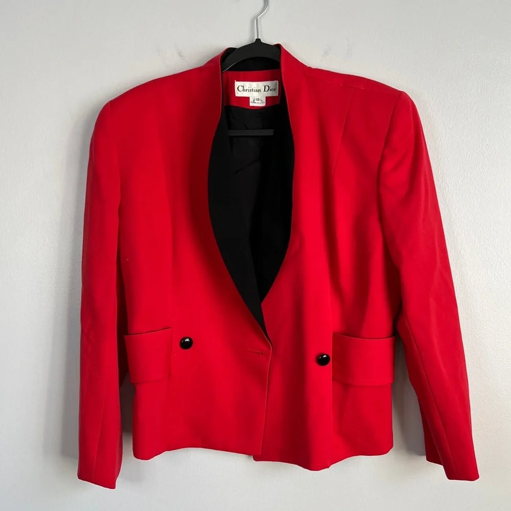 Vintage Christian Dior Size 12 • Red Blazer.